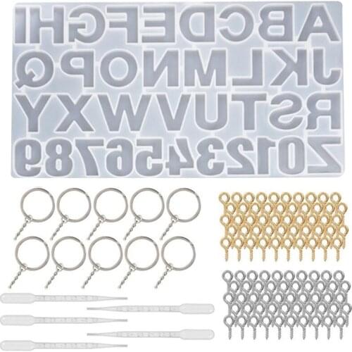 1 Set DIY Alphabet Letter Number Keychain Pendant Silicone Mould Crafts Jewelry Making Tool Crystal Epoxy Resin Mold