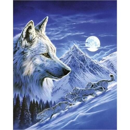 5D DIY Full Round/Square Diamond Painting Snow Mountain Wolves 3D Embroidery Cross Stitch Rhinestone Mosaic Home Decor Yc987