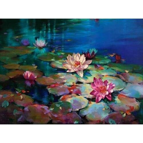 DIY 5d Diamond Painting Water lily Diamond Mosaic Cross stitch full Square Round Diamond Rhinestone Home decor picture
