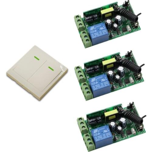 AC 85V-250V Wireless Remote Switch System Radio Controlled Switch Relay Receiver + 86 Wall Panel Transmitter Hall Bedroom Lights