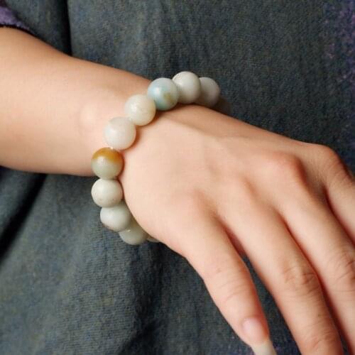1pcs 6/810/12mm Natural Stone Amazonite Beaded Bracelets &Bangle Charms Elastic Bracelets for Women Jewelry