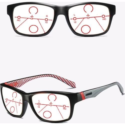 TR90 Black and White Oversized Square Progressive Multifocal Reading Glasses +0.75 +1 +1.25 +1.5 +1.75 +2 +2.25 +2.5 +2.75 To +4