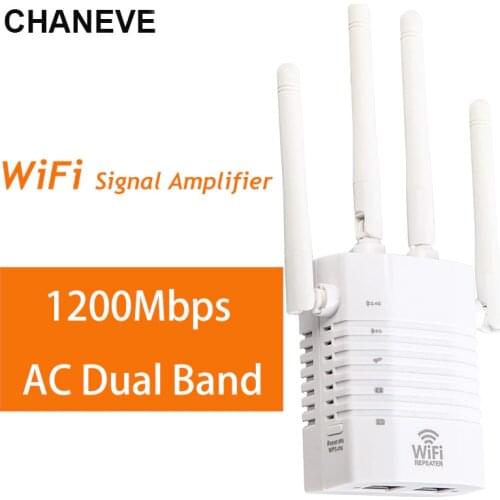 CHANEVE 1200Mbps Dual Band AP Pass Through Repeater Intelligent WiFi Signal Amplifier 2.4GHz 5.8GHz Wireless Wifi Extender