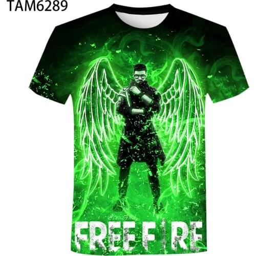 2021 Summer New Mens Womens Short Sleeve T-Shirt Game Anim 3D Free Fire Boys Girls Children Cute Harajuku Oversized Top