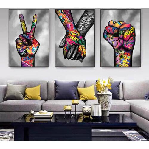 Graffiti Art Canvas Painting Street Art Hand Fist Poster and Prints on Canvas Wall Art Picture for Living Room Home Design Decor