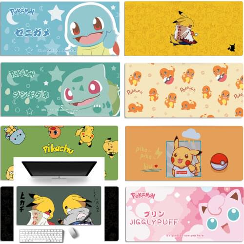 Pokemon Mouse Pads Pikachu Squirtle Large Anime Mousepad Gamer Cute Kawaii Gaming Mouse Pad Big Fashion Laptop Notebook Desk Mat