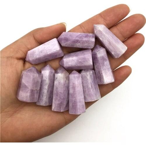 Beautiful 1PC Natural Purple Kunzite Quartz Obelisk Crystal Wand Point Tower Healing Stones Specimen Natural Quartz Crystals