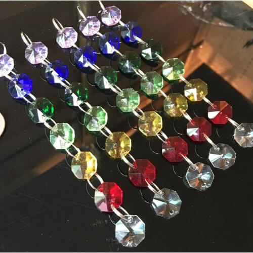 5PCS 7 Colorful Beads Suncatcher Clear Chandelier Crystals Prisms Crystal Pendants For Chandeliers Accessories Decoration