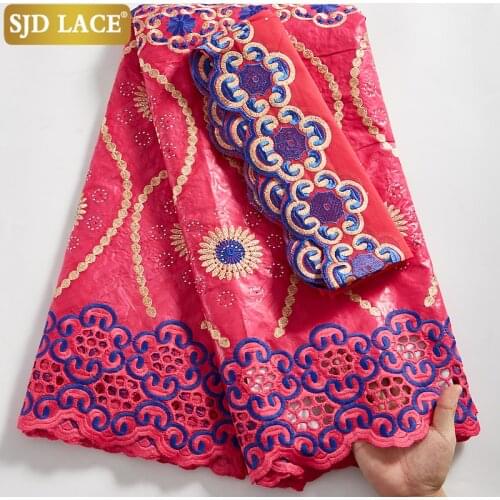 SJD LACE African Lace Fabric 5+2Yards Scarf Brzin Brocade Tissue Swiss Voile Lace In Switzerland Cotton For Wedding Party A2499