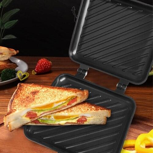 Kitchen Double-Side Non-Stick Sandwich Maker Aluminum Frying Pan Bread Toast Breakfast Machine Waffle Pancake Saucepan Cookware