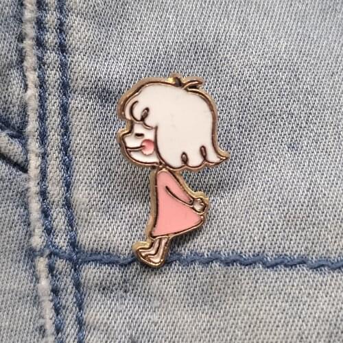 Gold Enamel Metal Brooch Cute Girl Pins Size 1.1*0.7 Inch Weight “2.5g