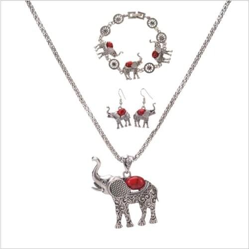 Fashion Big Greek Sorority Elephant Pendant Jewelry Adjust Bracelets Chain Necklaces Dubai Sets For Women