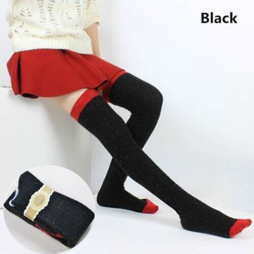 Women Thigh High Socks Female Rabbit Wool Thick Warm Winter Stockings for Ladies Girls Sexy Solid Color Over Knee High Long Sock