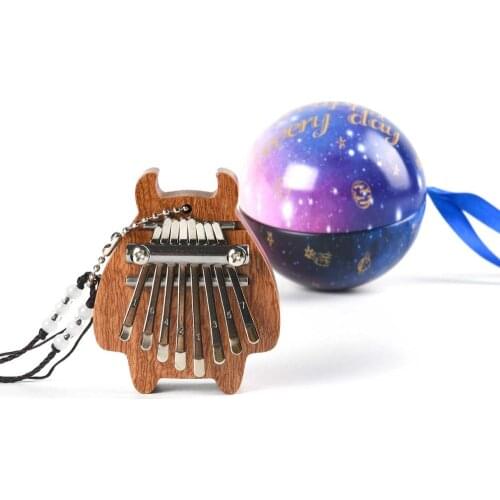 Ox Horn Musical Mini Kalimba Gift Box Kalimba 8 keys Portable Thumb Piano Backpack Pendant Table And Cabinet Decorations