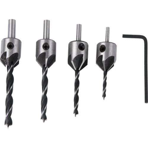 5pcs/lot HSS 5 Flute Countersink Drill Bit Drill Press Set Reamer Screw Woodworking Chamfer Tool 3mm-6mm Carpentry Wrench NEW BZ