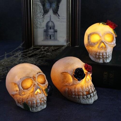 Newly Luminous Human Skull Head Decor Skeleton Halloween Style Prop Home Party Movie Halloween Props Bar Coffee Haunted House