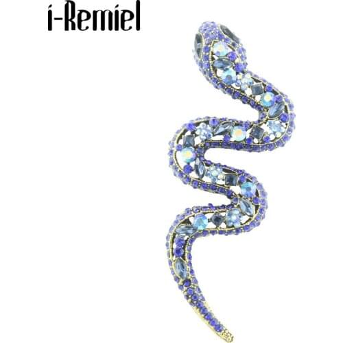 New Rhinestone Snake Brooches for Women Vintage Crystal Animal Lapel Pins Men Shirt Suit Fashion Jewelry Clothing Accessories