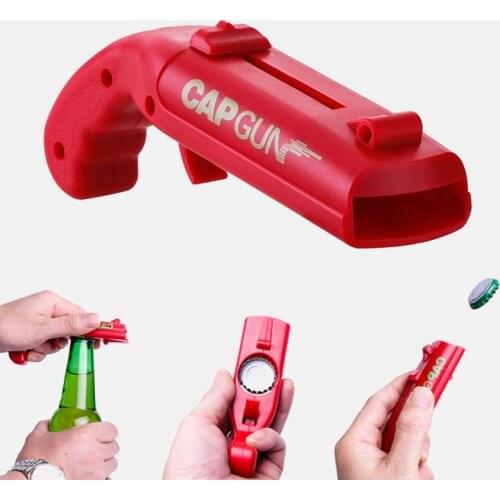 Gun Creative Flying Cap Portable CapLauncher Bottle Beer Opener Bar Tool Drink Opening GunShaped Bottle LidsShooter Red Graywine