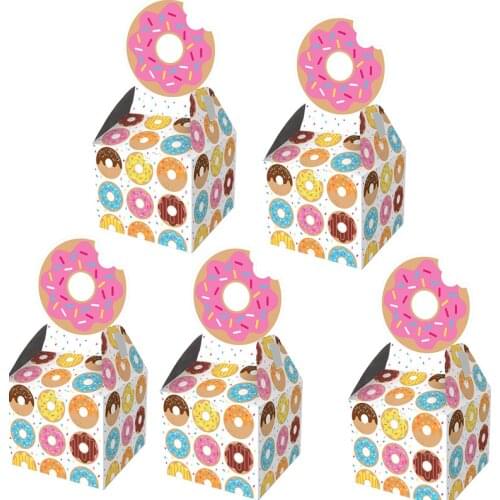 Donut Theme Party Favor candy gift Boxes Kids first 1st Birthday Baby Shower Gender Reveal Wedding Bridal Shower Party Supplies