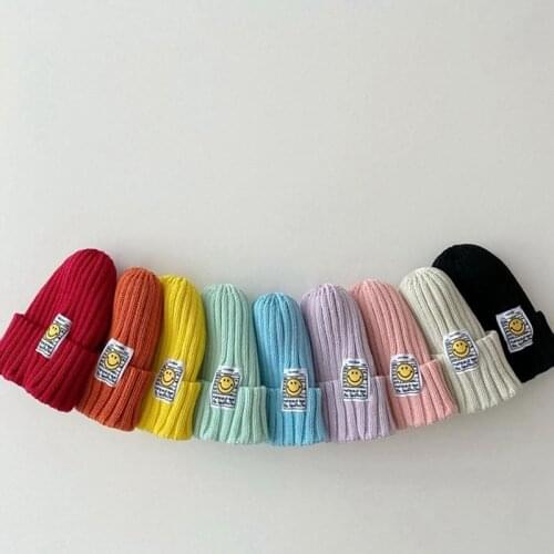 2021 Warm Baby Winter Hats for Kids Children Knitted Baby Boy Cap Kids Baby Girls Hat Cute Fashion Big Smile Baby Bonnet