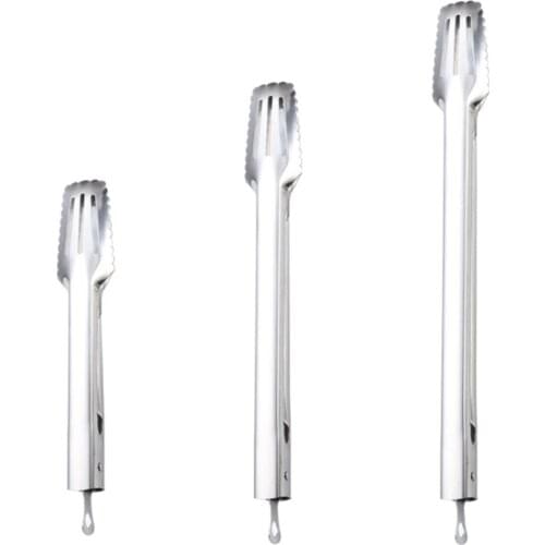 Stainless Steel Food Tongs Kitchen Baking Tools Bread Tongs Steak Barbecue Grill Food Tongs, 3PCS