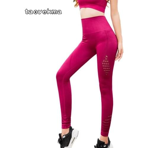 Yoga Pants for Women Gym Legging High Waist Hollow Out Yoga Running Pants Leggings Woman Seamless Leggings Fitness Pants C04