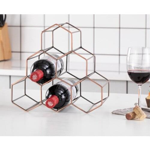 Nordic wrought iron honeycomb red wine rack decoration