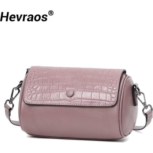 100% Genuine Leather Cylindrical Womens Crossbody Shoulder Bags Designer Handbag High Quality Real Leather Female Messenger Bag