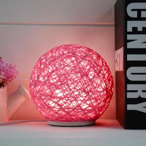 LED Desk Table Lamp Light Dimmable 15CM Rattan Ball Lamp Bedside lamp Bedroom Decoration Night light Creative Birthday Kids Gift