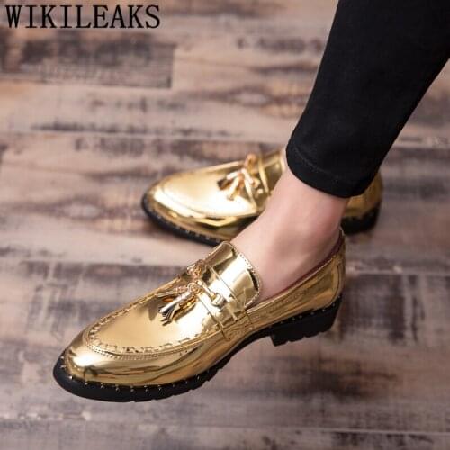 Party Shoes Men Leather Coiffeur Gold Dress Italian Shoes for Men Formal Slip Dress Designer Shoes Men Classic Zapatos Hombre