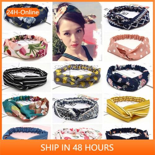2020 New Arrival Women Spring Fashion Bohemian Girl Hair Bands Vintage Cross Headbands Women Hair Accessories Flower Headband