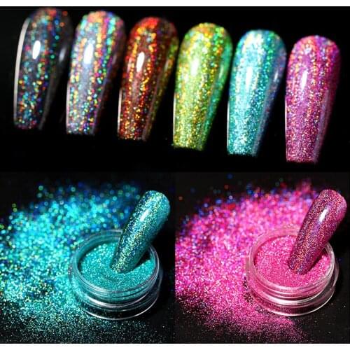 1Box Laser Holographics Silver Gray Nails Glitter Dust DIY Spring Charm Pigment Chrome Nail Powder Flakes Accessories