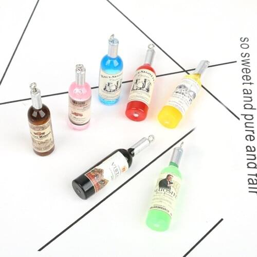 10pcs Resin Wine Bottle Charms Pendants For Necklace Bracelet Making DIY Earring Keychain Jewelry Making Accessory