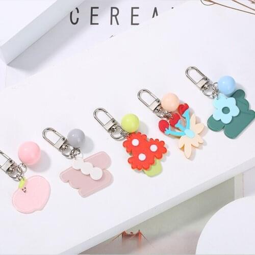 18 Kinds Creative Cartoon 3D Soft Resin Plant Key Rings For Ladies Girls Lovely Bag Keychains Car Keyring Accessories