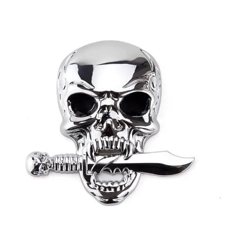 3D Auto Car Stickers Metal Skull Shape Chrome Badge Emblem Decal Motorbike Modified