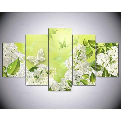 5 panel Modern Garden greens leaf hd Art print canvas art wall framed paintings for living room wall picture ny-303