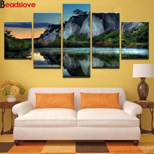 5D diy diamond painting 5pcs set Vintage Mountain Peak Landscape full square round drill diamond embroidery mosaic cross stitch