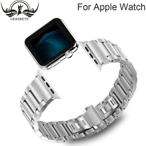 High Quality Stainless Steel Watch Bands For Apple Watch Band 38mm 42mm Buckle Adapter Link Bracelet Black Silver Gold RoseGold