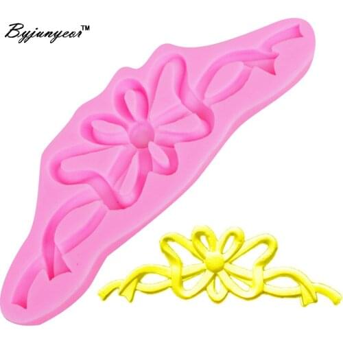 Byjunyeor M435 Bowknot Ribbon UV Resin Silicone Mold Fondant Chocolate Candy Lollipop Crystal Epoxy Soft Clay Bake Tool