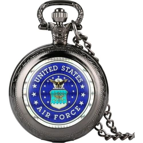 United States Marine Corps Navy Air Force Eagle Stars Quartz Pocket Watch Necklace Pendant for Men Women FOB Chain Pocket Watch