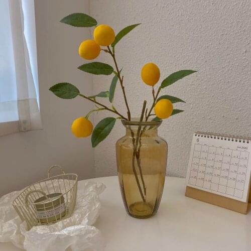 European Style Flower Vase Decoracion Salon Casa Home Decor Glass Living Room Decoration Middle Amber Transparent Hydroponic