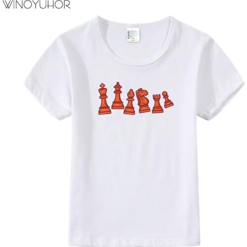 New Kids Boys Girls Summer Short Sleeved T Shirt Children Clothing Casual O-neck Tees Tops Funny Chess Print T-shirts