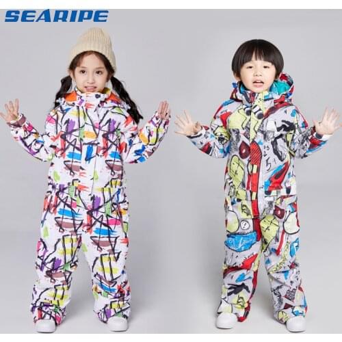 SEARIPE Kids Ski Suit Children Brand Waterproof Hooded Girls And Boys Snow Set Pants Winter Skiing And Snowboarding Jacket Child