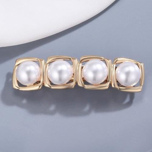 CHIMERA Elegant Pearl French Barrette Korean Bead Hair Clips for Women Ladies Metal Alloy Hairgrips Pins Clamp Fashion Jewelry