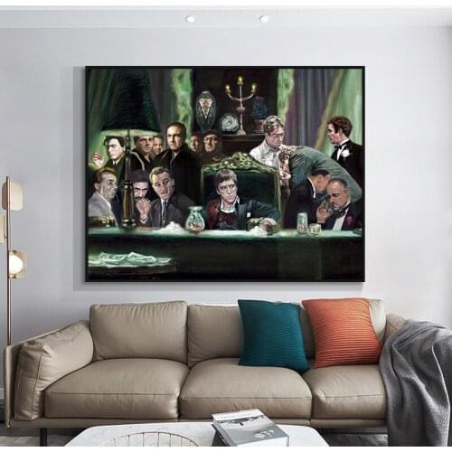 Classic Movie Gangsters Godfather Oil Painting On Canvas Print Nordic Poster Wall Art Picture For Living Room Home Decor