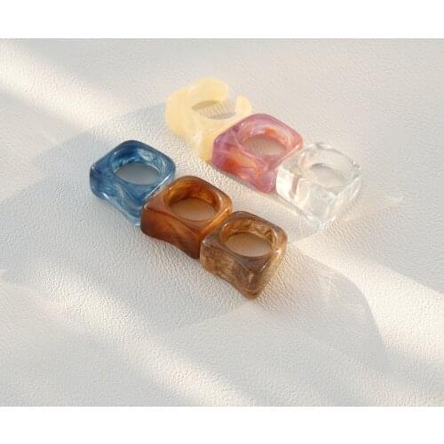 Transparent Square Rectangular Ring Simple Tail Ring Party Fashion Jewelry Acrylic Engagement Ring Valentines Day