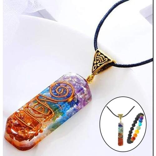 Resin Necklace Bracelet Jewelry Set Crystal Stones Pendant Reiki Necklace