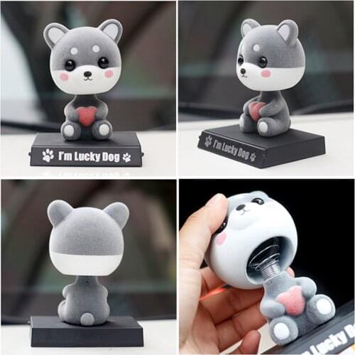 10cm Flocking Shiba Inu Shaking Head Doll Car decorations Cell Phone Seat Cute Car Dog Ornaments Desktop Toy phone Support Gifts