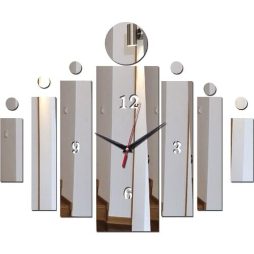Top sale wall sticker clocks home decora acrylic mirror surface modern style square stickers quartz needle