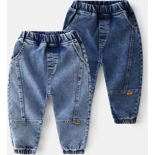 Boys Fashion Jeans Autumn Kids Long Pants Patchwork Denim Pants 3-8Y Children Jeans Loose Trousers Tollder Boys Bottoms Clothing